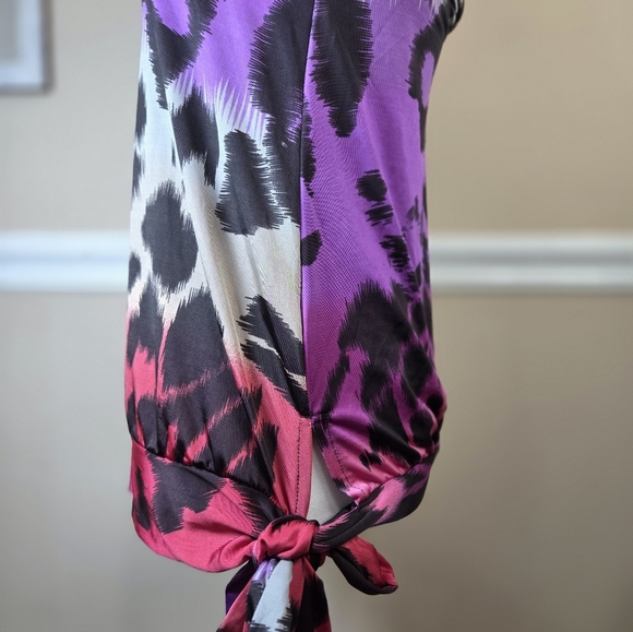 VENUS Purple and Black Animal Print Top Size Small. - Picture 7 of 11